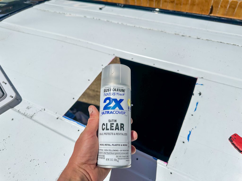 Step by Step Guide to Installing a Maxx Air fan on a DIY camper van: sand and seal